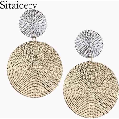 Sitaicery Round Vintage Earrings for Women Of Gold Earrings Fashion Jewelry Earrings Declaration 2019 Modern Fashion Jewelry