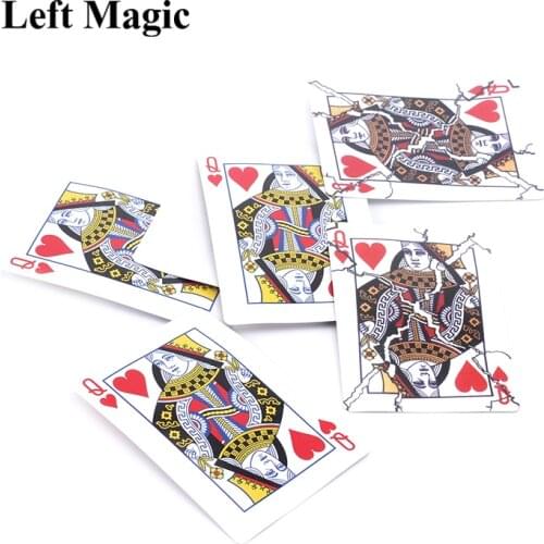 Broken Queen Cards Magic Tricks Close Up Street Stage Magic Props Gimmick Magician Tool Accessories Classic Mentalism