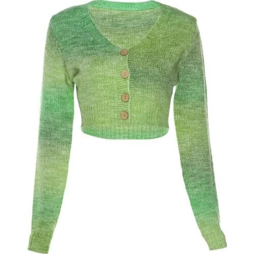 Europe and The United States Sweaters 2021 Autumn and Winter New Womens Long-sleeved V-neck Cardigan Fashion Knitwear Tops