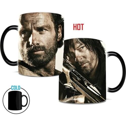 TV Show The Walking Dead Daryl Dixon Coffee Mugs Heat Temperature Sensitive Magic Morphing Color Changing Tea Cup Birthday Gifts
