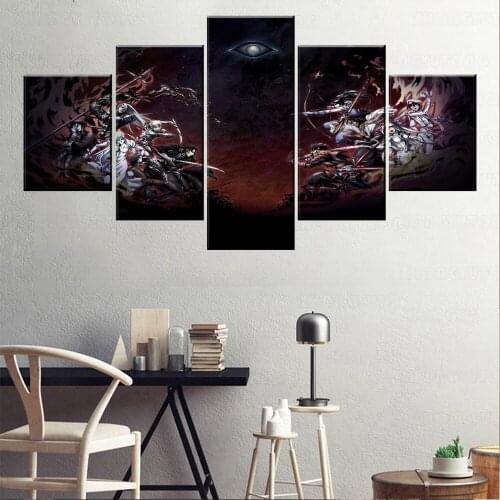 Unique Gift Modern Boys Room Wall Art Decorative Modular Combinatorial 5 Piece Anime Drifters Painting On Canvas Printing Type