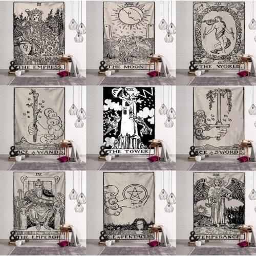 High Quality Tarot Card Tapestry Wall Hanging Astrology Divination Bedspread Beach Mat Livingroom Bedroom Decor