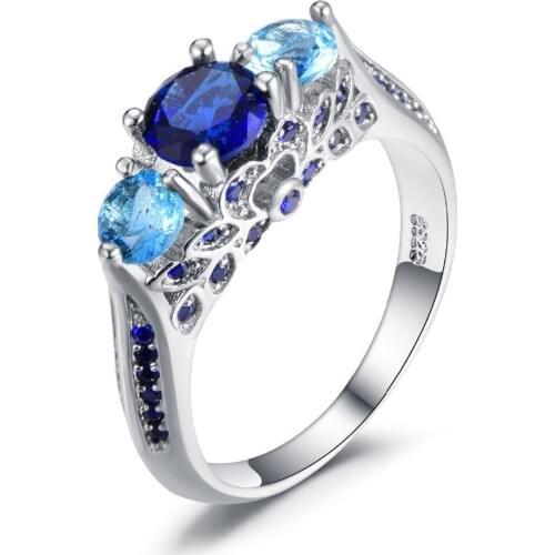 WYJZY inlaid blue crystal ladies exquisite ring jewelry hot creative new jewelry surprise gift jewelry ring for women