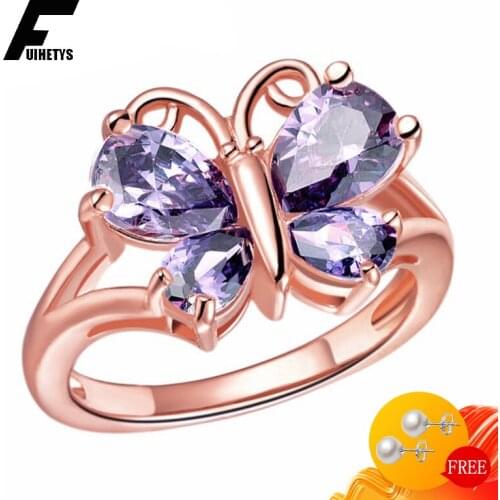 Bali Jelry Fashion 925 Silver Rings Jewelry Butterfly Shape Amethyst Gemstone Ring for Women Wedding Engagement Gift Accessories