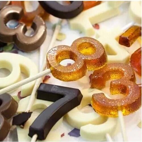 1pc Digital Lollipop Mold DIY Birthday Digital Chocolate Mold Digital Silicone Mold Color Random