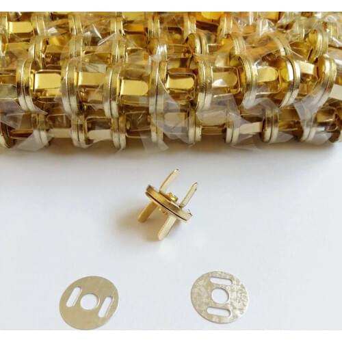 10 Sets/lot 14mm Golden Bag Purse Clasps Buttons thin Magnetic Metal Snaps Fasteners Handbag Craft Sewing Leather Coat Buttons