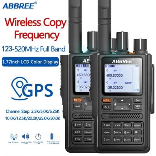 2pcsABBREE AR-F8 GPS 6Bands(136-520MHz) 8W 999CH Multi-functional VOX DTMF SOS LCD Color Amateur Ham Two Way Radio Walkie Talkie