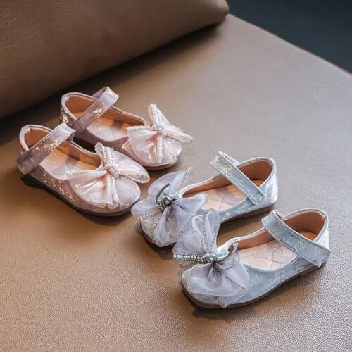 2021 Spring Fashion Lace Bow Baby Shoes Dress Girl Flatleather Shoes Children Casual Shoes For Toddler Kids 1 2 3 4 5 6 Years
