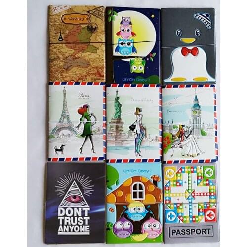 3D Design Fashion Cartoon World Trip Passport Cover ID Credit Card Bag PVC Leather Passport Holder 14*10CM
