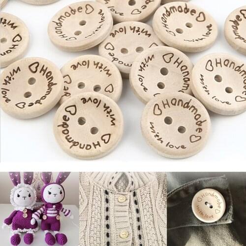 50/100PC Cute Creative Wooden Buttons For Crafts Scrapbooking Sewing Clothes Button DIY Kid Apparel Supplies Sewing Accessories