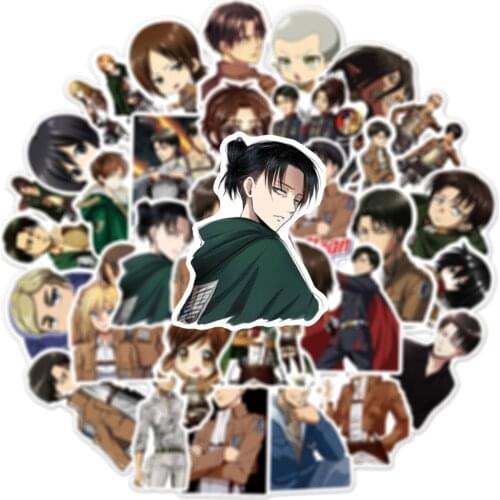 50PCS aot Stickers Anime Attack on Titan Mikasa Sasha Braus Eren Jaeger Levi Ackerman Hange Zoe Sticker Suitcase Cosplay Gift