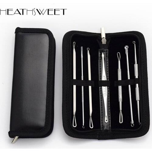 Healthsweet 7Pcs/kit Blackhead Removal Set Stainless Steel Blemish Acne Pimple Extractor Tool Face Skin Care Facial Pore Cleaner