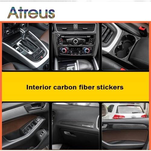 Atreus 1set Car-styling Cup Holder Switch Carbon Fiber Interior Mouldings Stickers For Audi A4 B6 B8 B7 B5 A5 Q5 Accessories