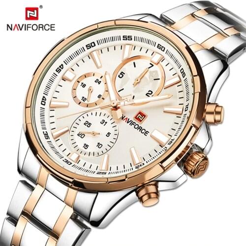 NAVIFORCE Mens Business Watches Top Luxury Brand Military Quartz Wristwatch Full Steel Date Waterproof Casual Clock Male Watch