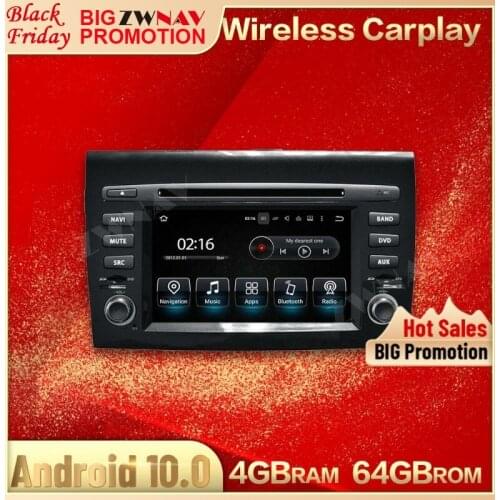 For Fiat Bravo 2007 2008-2012 GPS Carplay 4G+64GB Android 10.0 Screen Multimedia Player Radio Stereo Cassette Recorder Head Unit