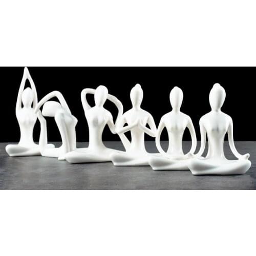 Yoga Lady Figure Statue Home Yoga Studio Decor Ornament 12 Styles Abstract Art Ceramic Yoga Poses Figurine Porcelain