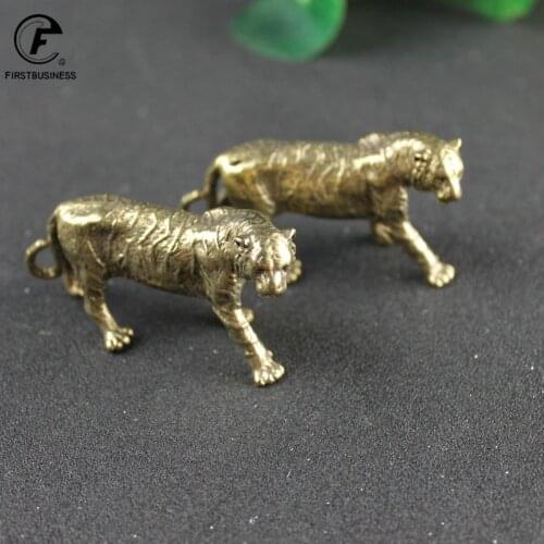 Solid Brass Big Tiger Figurines Ornaments Pure Copper Animal Tigers Model Statue Miniatures Desk Decorations Vintage Home Decor
