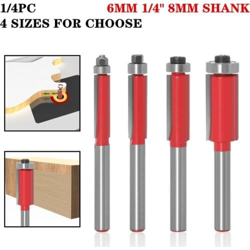 1pcs 6mm/6.35mm/8mm Shank Flush Trim Router Bits for wood Trimming Cutters With Bearing Woodworking Tool Endmill Milling Cutter