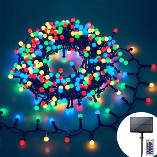 Solar Powered Firecrackers String Lights 250/500leds Starry Ball Fairy Lights with 8 Modes Function for Garden Patio Xmas Party