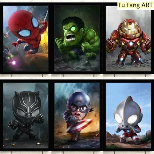 Marvel Canvas Painting Superhero Spider-Man Iron Man Movie Wall Art Posters and Prints Room Decor Pictures for Home Decoration