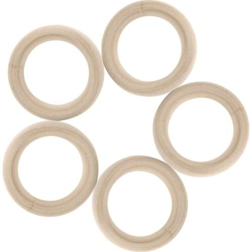 R2LE 5Pcs Natural Wood Circle Ring Pendant Connectors Beads DIY Jewelry Findings 30mm