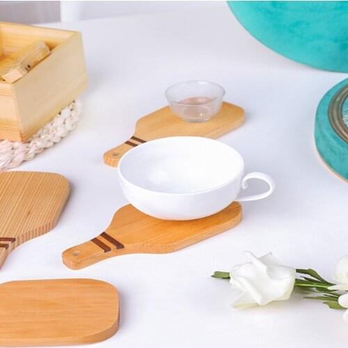 Creative Wood Coasters Hemlock Heat Resistant Drink Mat Table Tea Coffee Cup Pad Non-slip Cup Mat Pad Mini Tray 6 piece set