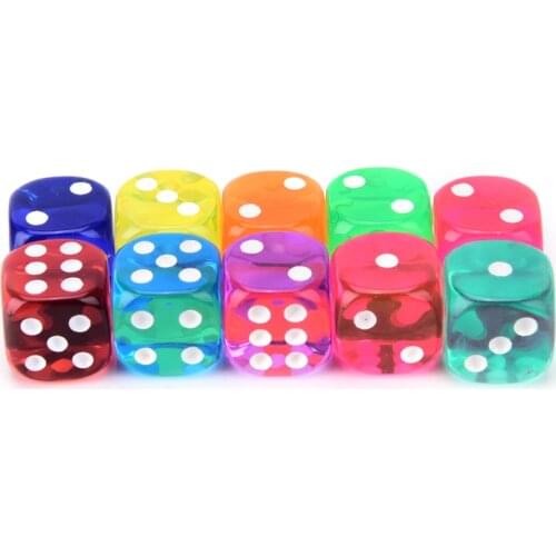 10Pcs Square Transparent Dice Acrylic Craps Casino Bar Toy Game 14mm