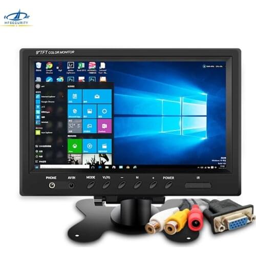 HF 9 Inch HD 1024 * 600P CCTV Monitor AV Screen VGA Video Monitors PAL NTSC Monitor Reversing Display Laptop TFT Color Screen