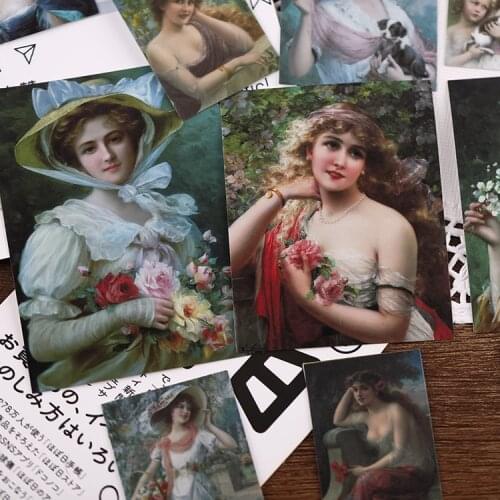13 pcs vintage Oil painting girlStickers Crafts And Scrapbooking stickers kids toys book Decorative sticker DIY Stationery