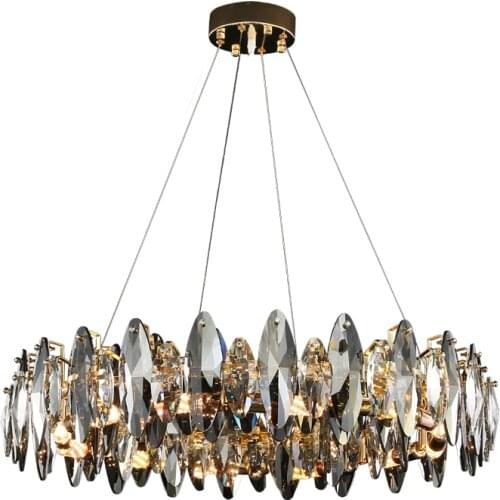 New Modern Crystal Chandelier Living Room Luxury Home Decoration Lamps Round Golden Led Suspended Crystal Lamp