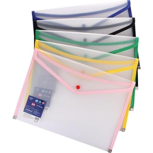 2021 New A4 Transparent Lightweight File Bag Portable Waterproof Folder Document Holder with Button Storage School Test Paper