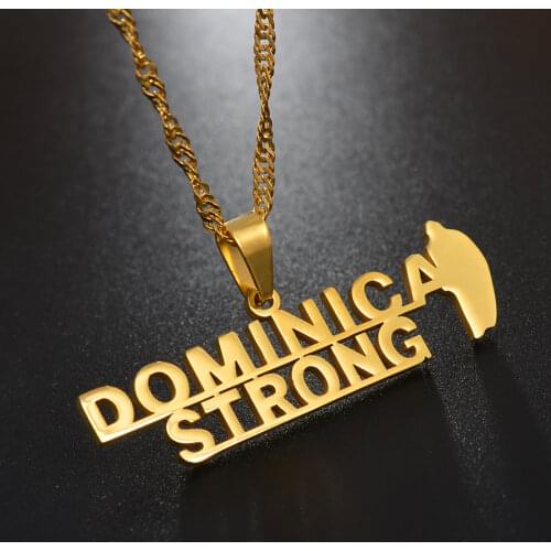Anniyo Dominica Strong Map Pendant Necklaces Gold Color & Stainless Steel Jewelry Dominica Country Map #076121