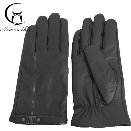 New style imported sheepskin gloves for men warm and fashionable leather driving gloves with wool lining touch screen