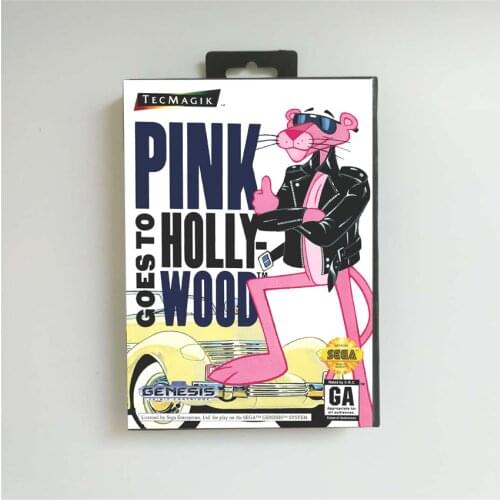 Pink Goes to Hollywood - USA Cover With Retail Box 16 Bit MD Game Card for Sega Megadrive Genesis Video Game Console