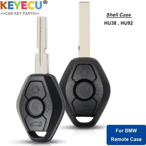 KEYECU 3 Button Remote Car Shell Case for BMW E38 E39 E46 X3 X5 Z3 Z4 1 / 3 / 5 / 7 Series with Uncut HU58 / HU92 Blade