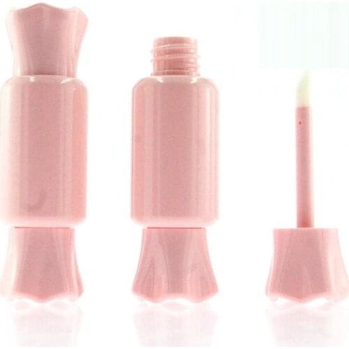 12ml Empty Clear Plastic Cosmetic Container Pink Round Cute Candy Lip Gloss Tube Transparent Refillable Packaging Bottle 50pcs