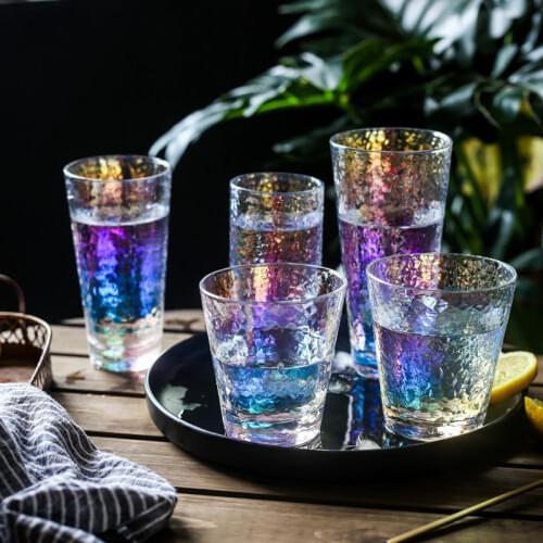 Colorful Cup Crystal Mugs Water Glasses Lead-free Rainbow Drink Drinkware Bar Cocktail Goblet Japanese Heat-resistant Glass 1pcs