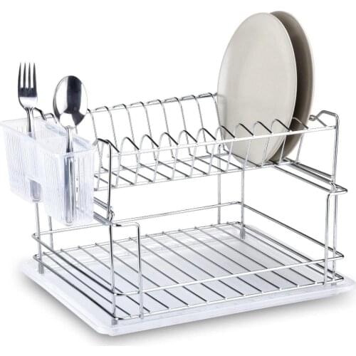 Stainless Two Layer Metal Kitchen Dish Drains Regulator Filter Out And Dry