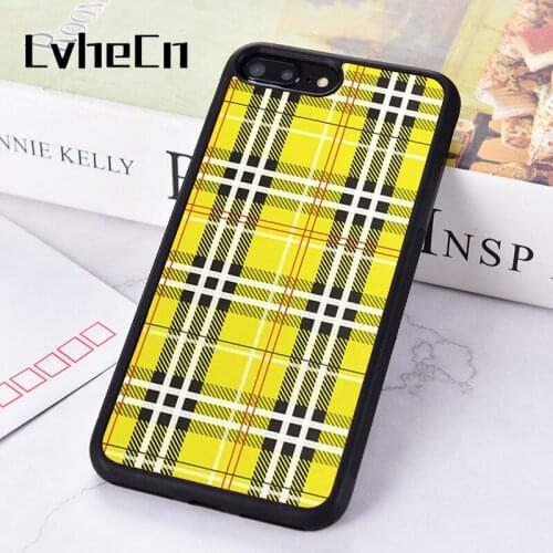 LvheCn Rubber Silicone Phone Case Cover For iPhone 6 6S 7 8 PLUS XR X XS 11 12 PRO MAX MINI Yellow Plaid Checked Tartan Tweed