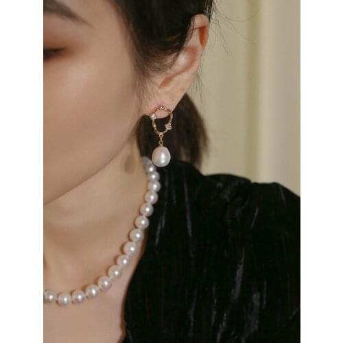 RISPADA Artificial Pearl Cystal Drop Earrings For Women Party Gift