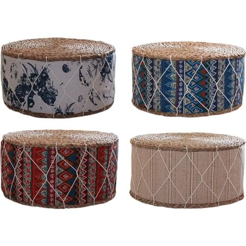 Straw Futon Pouf Floor Pillow Ottoman Handwoven Small Sofa Stool Tatami