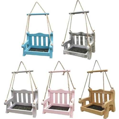 Outdoor Wooden Bird Feeder Bird Feeder Swing Chair Wild Bird Wooden Seed Feeding Station For Outdoor Courtyard Yard