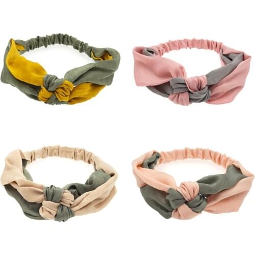 Anise Retro Satin Middle Knotted Hair Band Hoop Wide Side Women Girls Headband Bandanas Two-color Stitching Hair Accessories