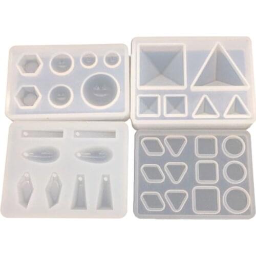 4 Pcs/set UV Silicone Crystal Epoxy Mold with Hole Pendant Small Pyramid Geometry Molds DIY Jewelry Making Mould