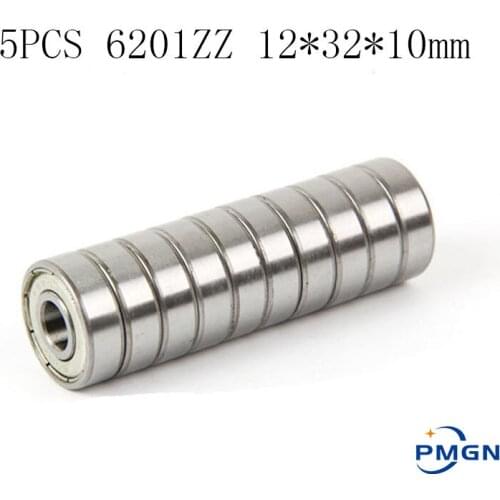 5PCS ABEC-5 6201ZZ 6201Z 6201-2Z 6201 ZZ 12*32*10 mm Metal seal High quality deep groove ball bearing 12x32x10mm