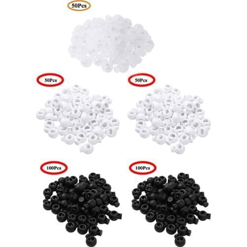50Pcs/100Pcs 1.7cm Plastic Cord Lock Toggle Single Hole Rope Clip Stopper Ends Round Ball Shape Luggage Lanyard Stopper Fastener