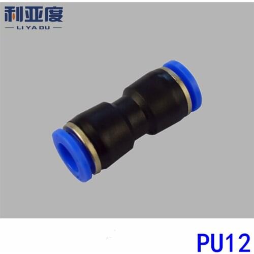 50PCS/LOT PU12 Pneumatic quick plug connection through pneumatic joint Air Pneumatic 12mm to 12mm PU-12