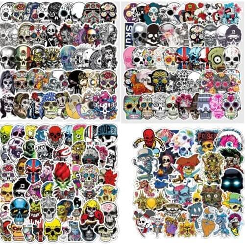 50Pcs Personalized Mexican Sugar Skull Sticker Graffiti Skeleton Ghost Motorcycle Sticker Laptop Skateboard Helmet Vinyl Decal