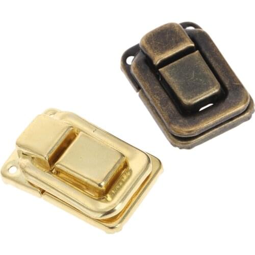 6Pcs Buckles Antique Bronze/Golden Hasps Latch Hook Toggle Decorative Jewelry Box Case Handbag Iron Lock 25mmx36mm with screws