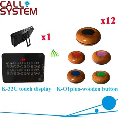 Wireless Service Pager System Wireless Call Buzzer For Coffee House 433.92MHZ( 1 display+ 12 call button )